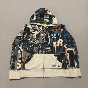 Circa All Over Print Hoodie Size Small Multicolor Full Zip Y2K Grunge Goth